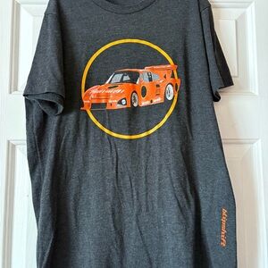 Gray Graphic Tee with Orange Car Design